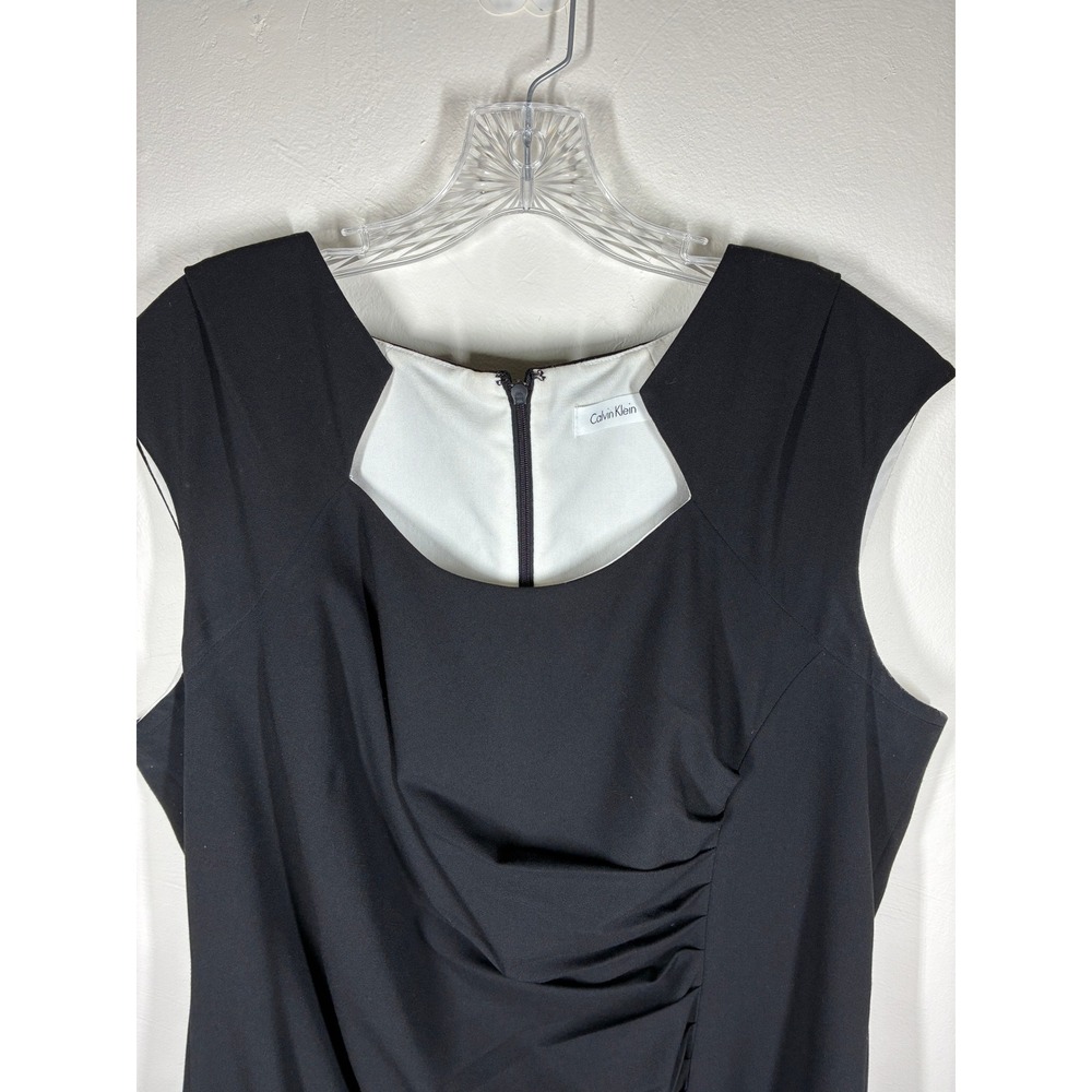 Calvin Klein Black Sleeveless Sheath Dress Plus Size 18W Ruched Neutral Stretchy - Picture 4 of 12